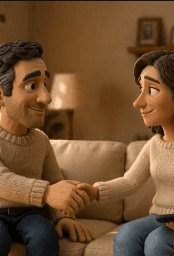 AI Claymation Story Ad on Couple Connection, frame 3